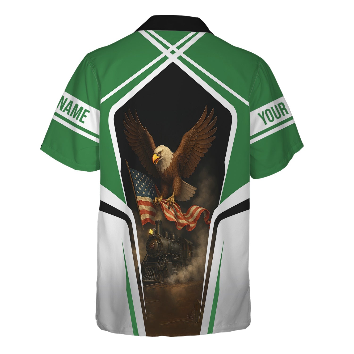 Railspirit Personalized Burlington Northern Railroad Hawaiian Shirt American Eagle Vintage Train Shirt