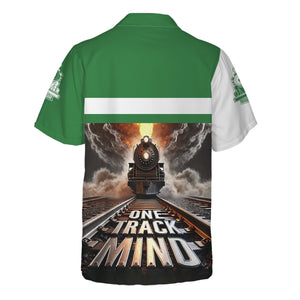 Railspirit Personalized Burlington Northern Railroad Hawaiian Shirt One Track Mind Train Printed Shirt