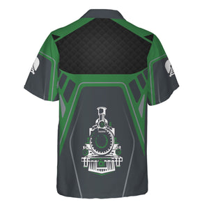 Railspirit Personalized Burlington Northern Railroad Hawaiian Shirt Steam Locomotive Engine Graphic Train Shirt All Over Print