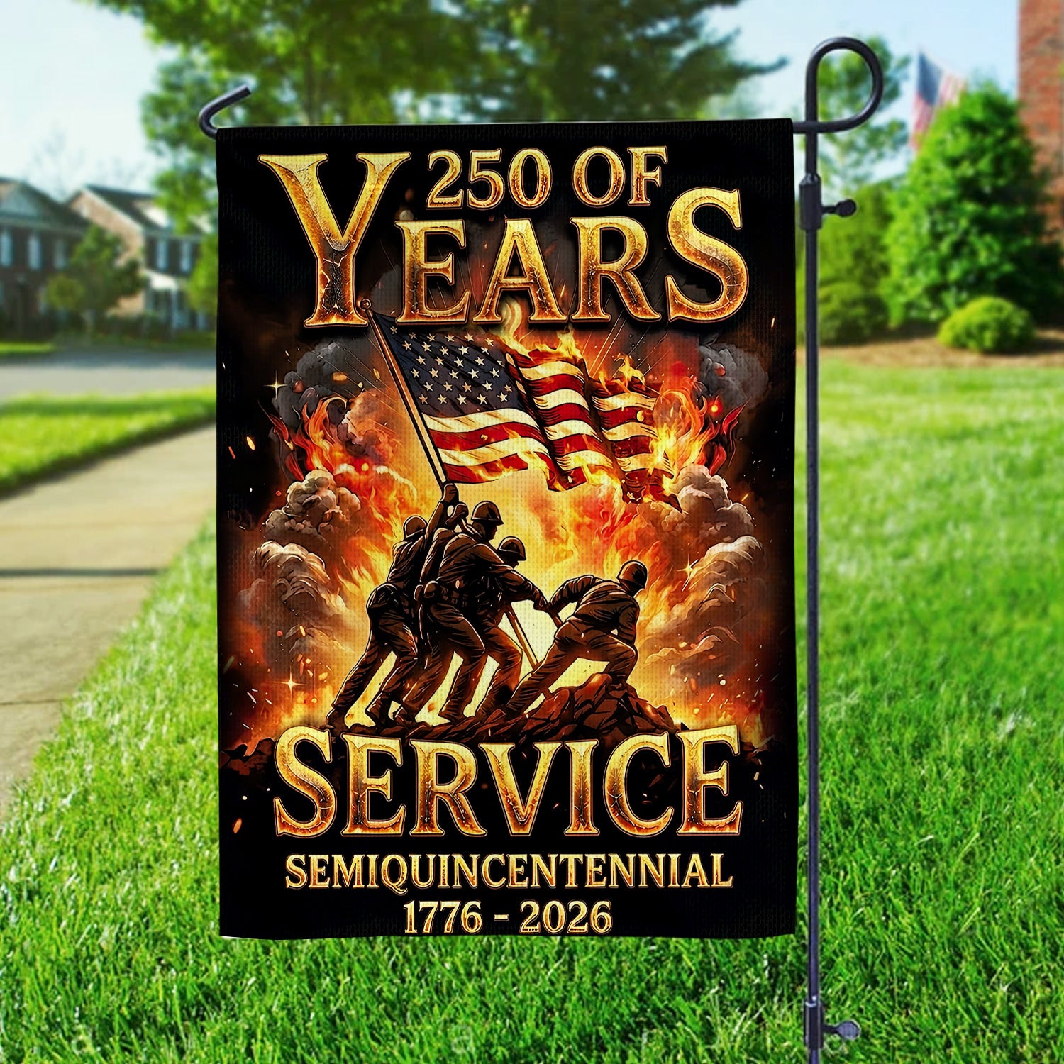 250 Years of Service Flag, USA 1776–2026 Patriotic House Flag, Semiquincentennial American Outdoor Banner