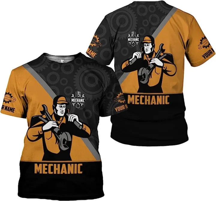 Custom Mechanic Shirt, T-Shirt for Repair Workers, Gear and Tool Design, Perfect Gift for Mechanics
