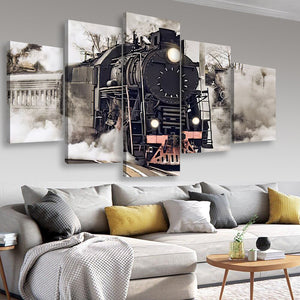 Steam Train Industrial, Multi Canvas Painting Ideas, Multi Piece Panel Canvas Housewarming Gift Ideas Canvas Canvas Gallery Painting Framed Prints, Canvas Paintings Multi Panel Canvas 5PIECE(Mixed 16)