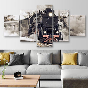 Steam Train Industrial, Multi Canvas Painting Ideas, Multi Piece Panel Canvas Housewarming Gift Ideas Canvas Canvas Gallery Painting Framed Prints, Canvas Paintings Multi Panel Canvas 5PIECE(Mixed 12)