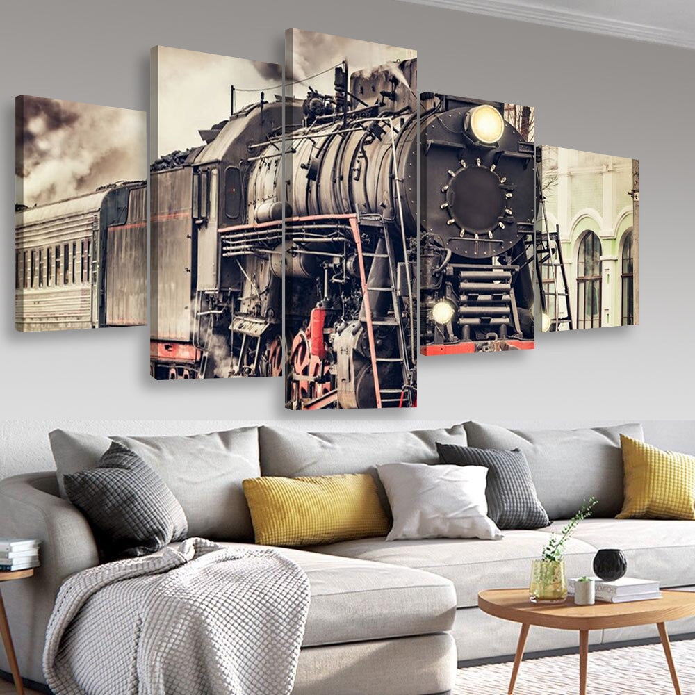 Train Industrial, Multi Canvas Painting Ideas, Multi Piece Panel Canvas Housewarming Gift Ideas Canvas Canvas Gallery Painting Framed Prints, Canvas Paintings Multi Panel Canvas 5PIECE(Mixed 16)