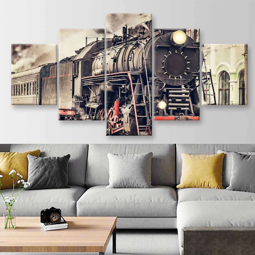 Train Industrial, Multi Canvas Painting Ideas, Multi Piece Panel Canvas Housewarming Gift Ideas Canvas Canvas Gallery Painting Framed Prints, Canvas Paintings Multi Panel Canvas 5PIECE(Mixed 12)