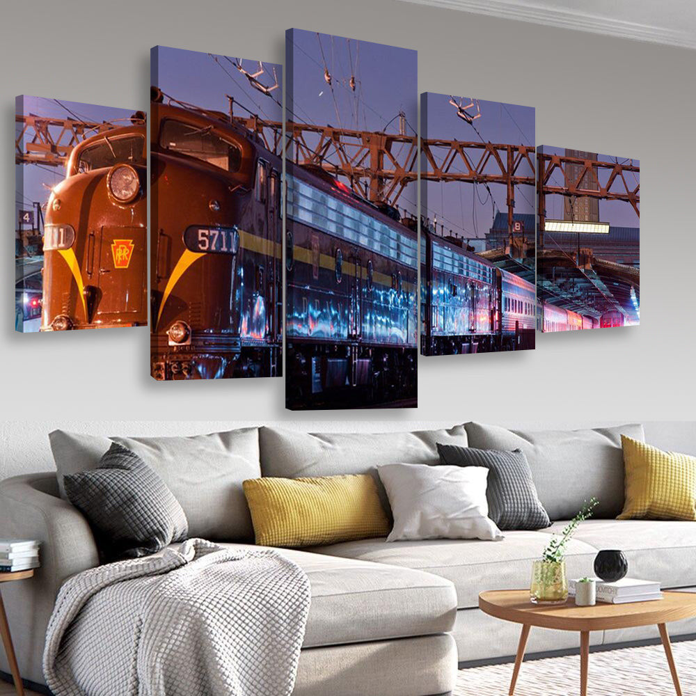 Steam Train At The Station 1, Multi Canvas Painting Ideas, Multi Piece Panel Canvas Housewarming Gift Ideas Canvas Canvas Gallery Painting Framed Prints, Canvas Paintings Multi Panel Canvas 5PIECE(Mixed 16)
