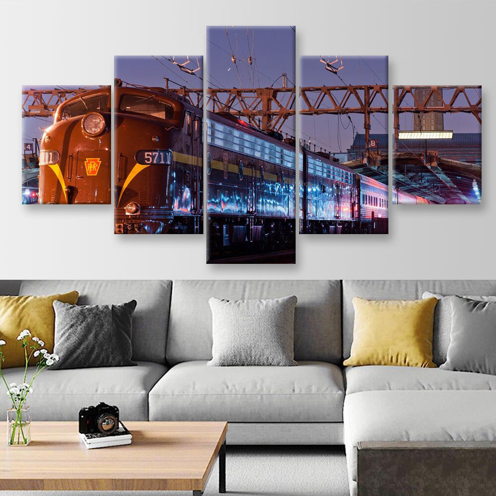 Steam Train At The Station 1, Multi Canvas Painting Ideas, Multi Piece Panel Canvas Housewarming Gift Ideas Canvas Canvas Gallery Painting Framed Prints, Canvas Paintings Multi Panel Canvas 5PIECE(Mixed 12)