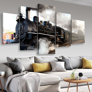 Vintage Steam Train, Multi Canvas Painting Ideas, Multi Piece Panel Canvas Housewarming Gift Ideas Canvas Canvas Gallery Painting Framed Prints, Canvas Paintings Multi Panel Canvas 5PIECE(Mixed 16)
