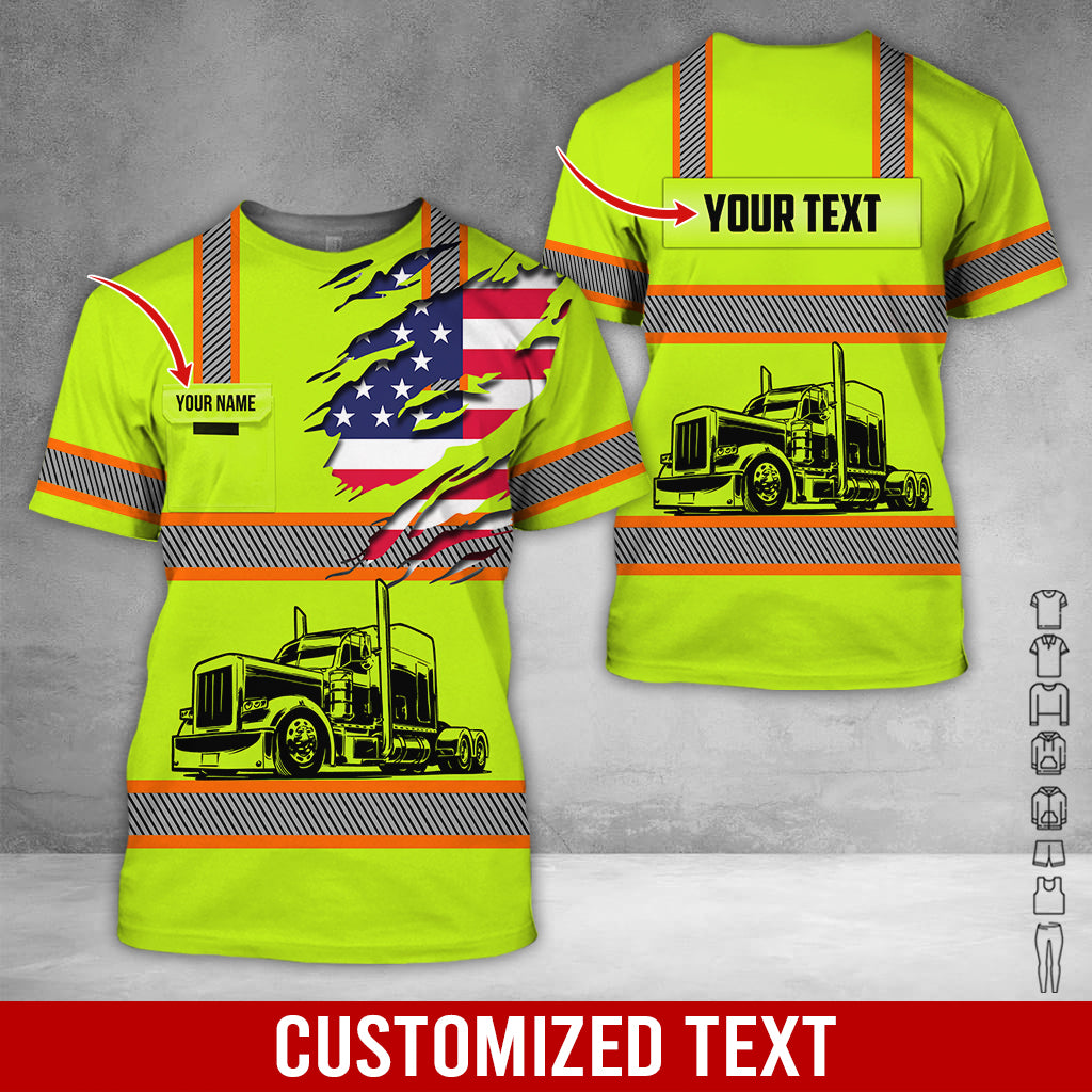 Customized Name Love Truck Printed Clothes, Personalized Tow Driver Apparel