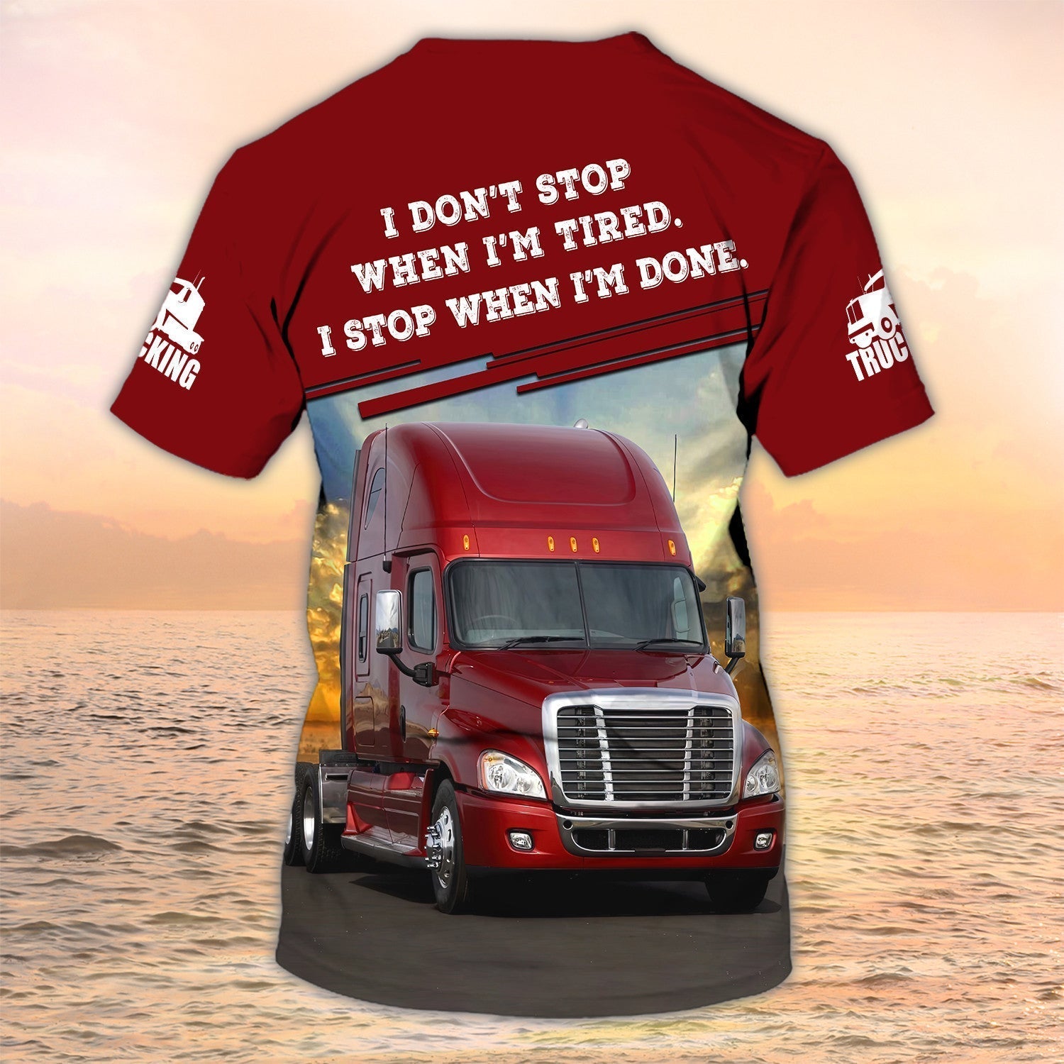 Custom T shirt I'm Don't Stop Trucker, T-shirt Big Truck Red, T Shirts Truck Driver, Gift For Trucker Dad