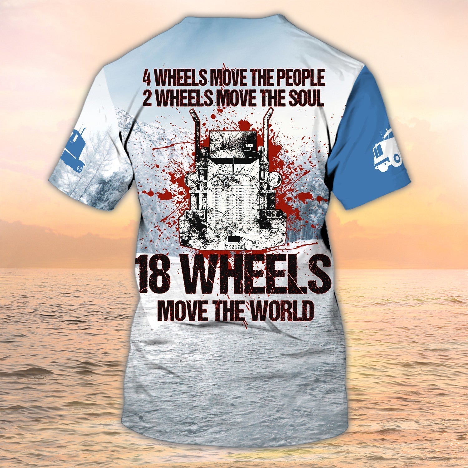 Personalized 3D Print Trucker Shirt, 18 Wheels Move The World Trucker Shirt, Big Truck T Shirts
