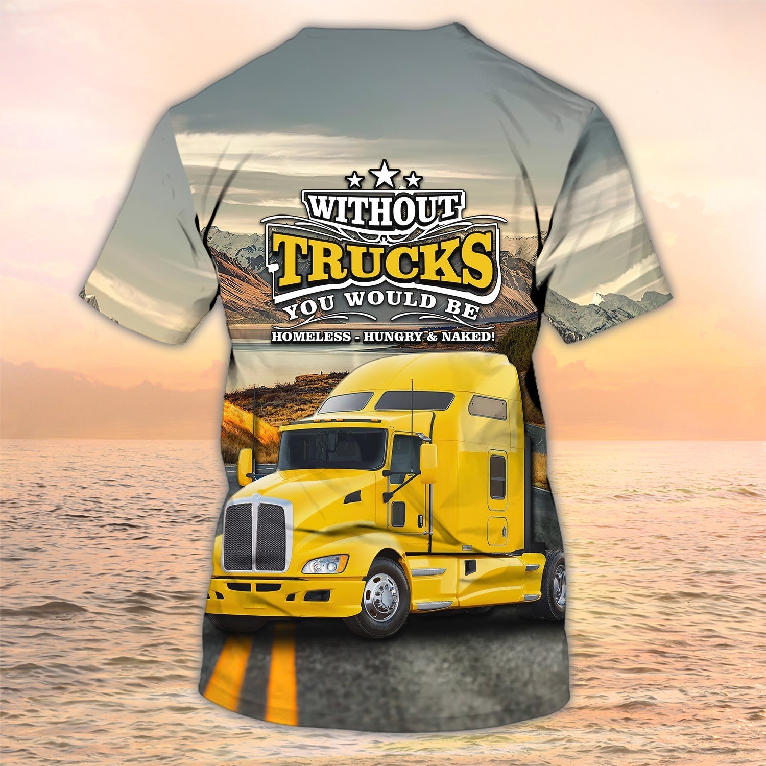 Truck Driver Custom Tshirt, 3D Print Yellow Trucking Shirt, Gift For Trucker Friend