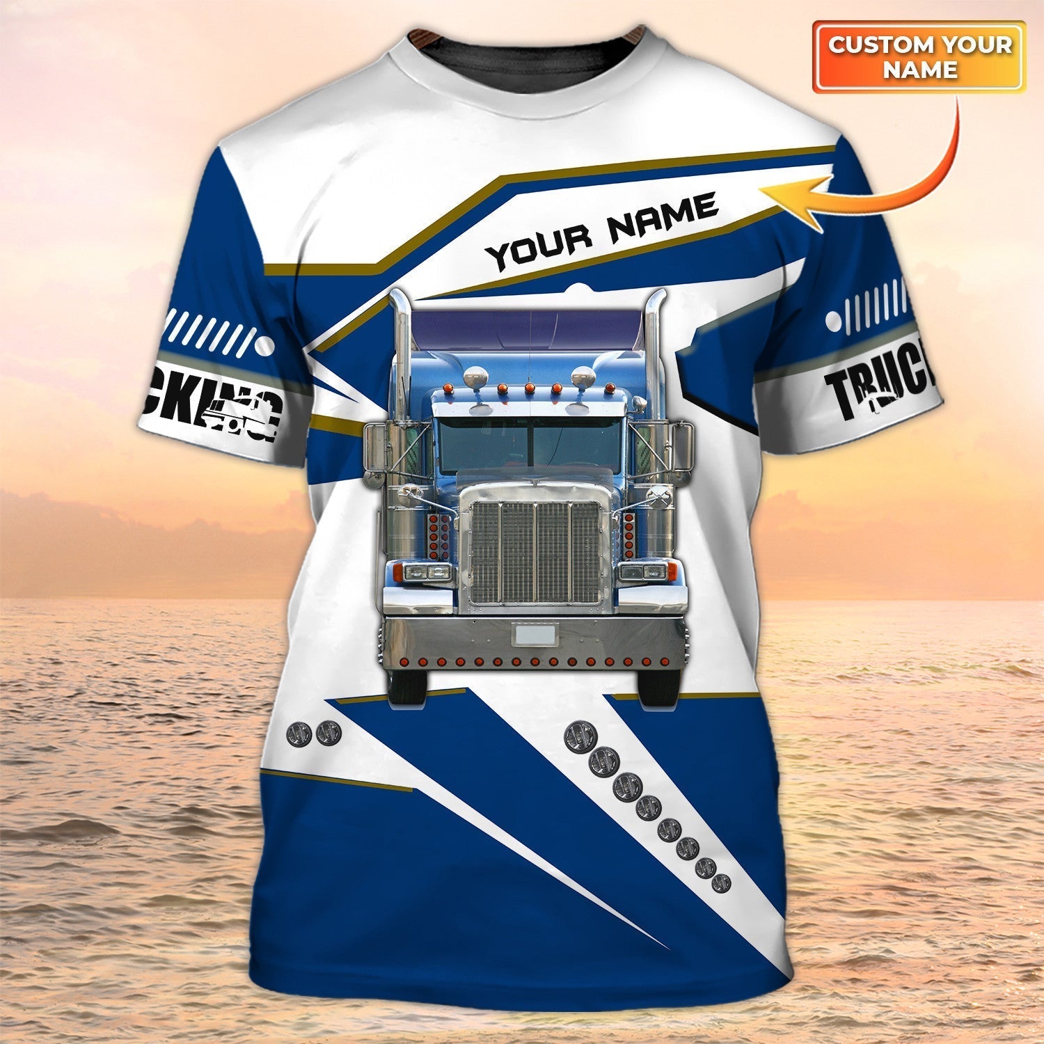 Custom Semi Truck T Shirts, Big Truck 3D Print T Shirts, Truck Driver Gift For Him