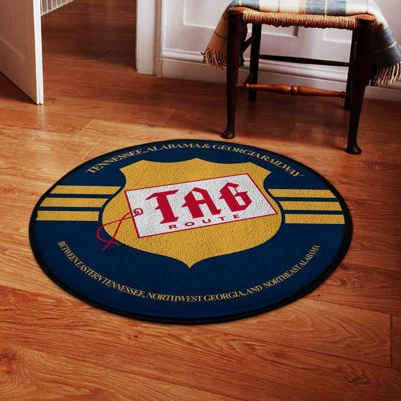 Railspirit Tagrr Round Mat Tennessee Alabama & Georgia Railway Round Floor Mat Room Rugs Carpet Outdoor Rug Washable Rugs
