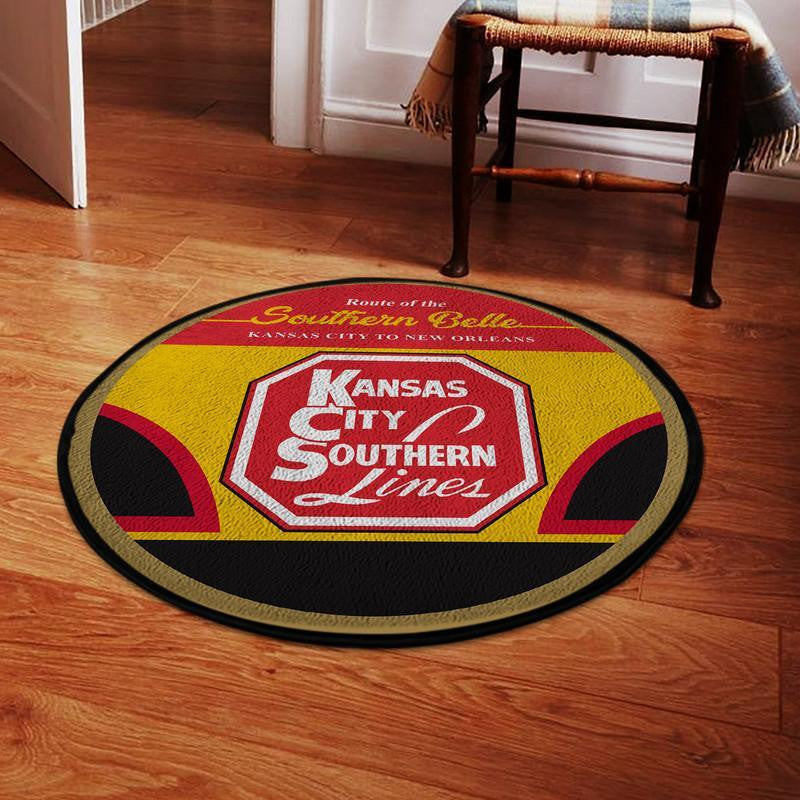 Railspirit Kansas Living Room Round Mat Kcs Kansas City Southern Railway Circle Rug