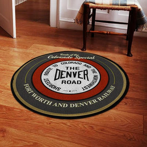 Railspirit Fwdrr Round Mat Fort Worth & Denver Railroad Round Floor Mat Room Rugs Carpet Outdoor Rug Washable Rugs