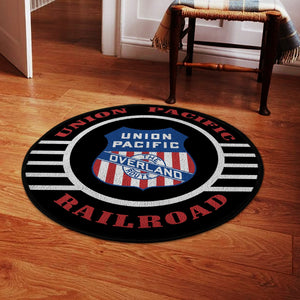 Railspirit Union Pacific Round Mat Union Pacific Overland 1912 Railroad Round Floor Mat Room Rugs Carpet Outdoor Rug Washable Rugs