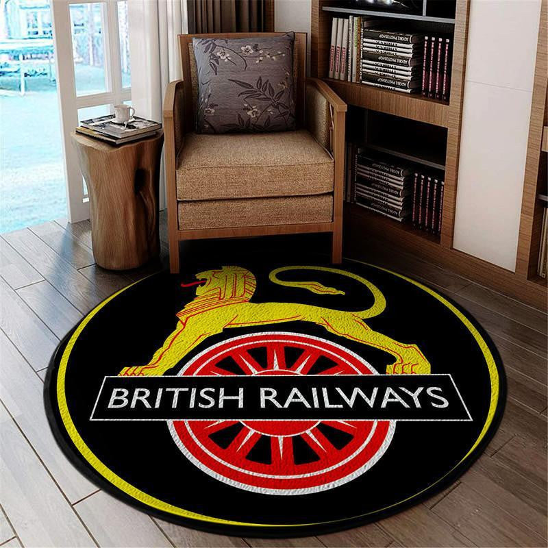 Railspirit British Railways Reproduction Railroad Living Room Round Mat Circle Rug
