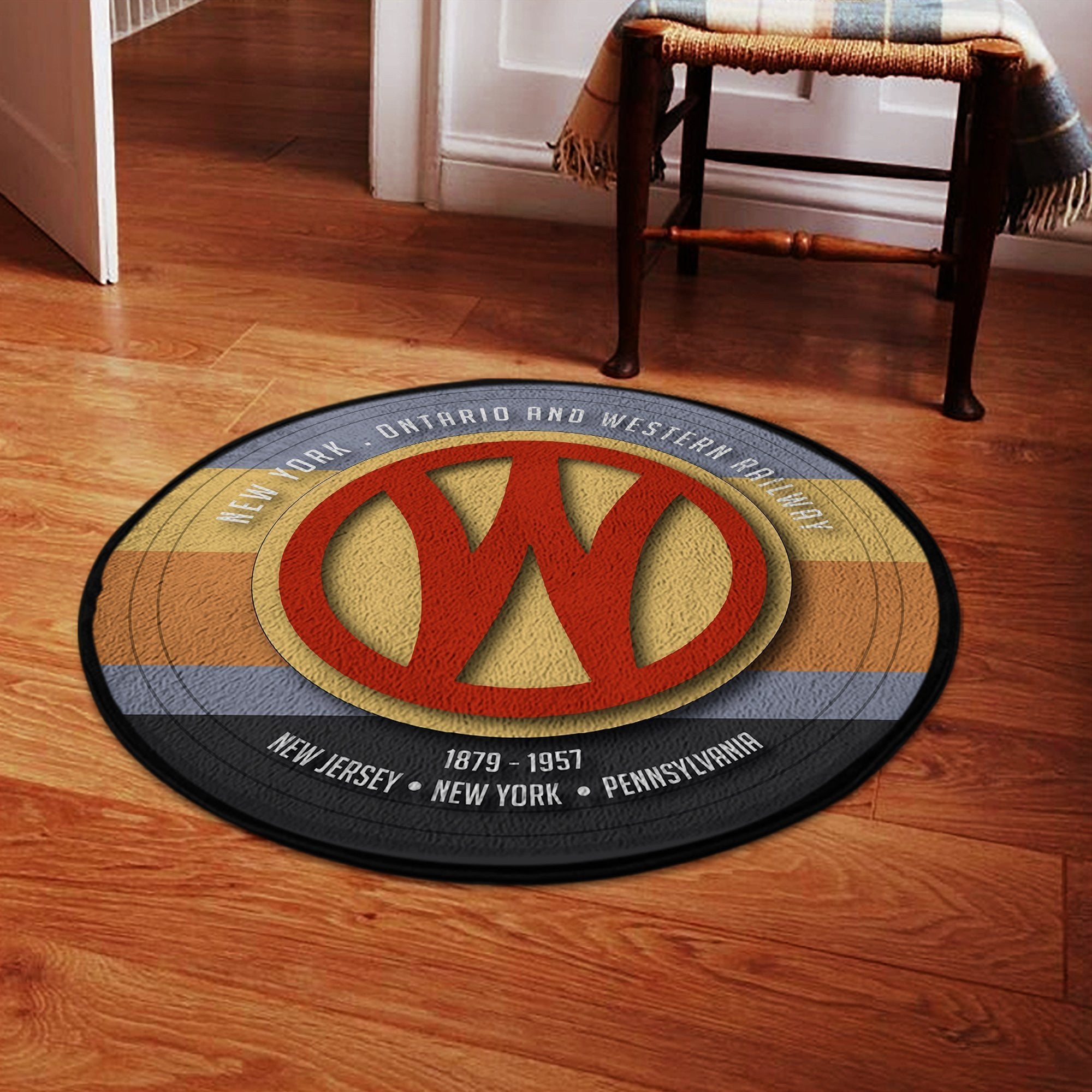 Railspirit Ontario & Western Railroad Round Mat Round Floor Mat Room Rugs Carpet Outdoor Rug Washable Rugs