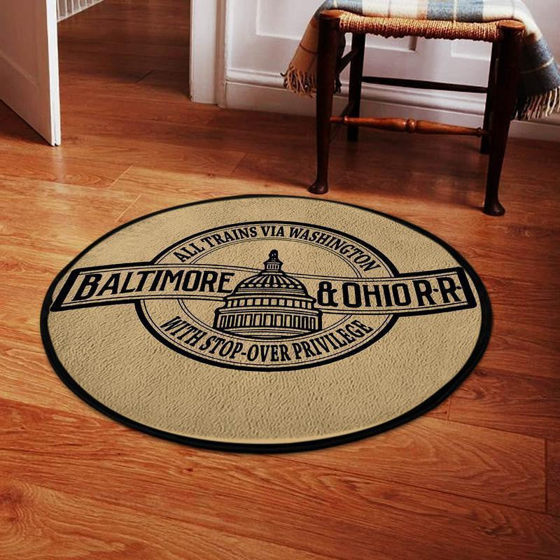 Railspirit Borr Living Room Round Mat Baltimore Ohio Railroad Circle Rug