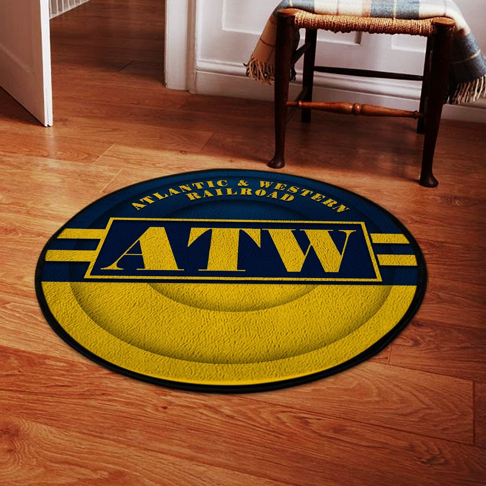 Railspirit Awrr Round Mat Atlantic & Western Railroad Round Floor Mat Room Rugs Carpet Outdoor Rug Washable Rugs