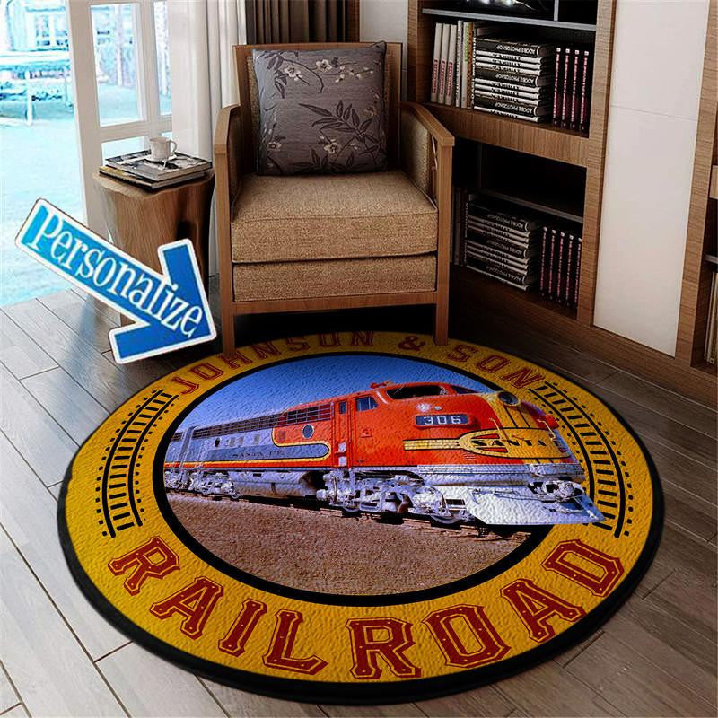 Railspirit Personalize Santa Fe Railway Living Room Round Mat Circle Rug