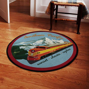 Railspirit Southern Pacific Railroad Round Mat Round Floor Mat Room Rugs Carpet Outdoor Rug Washable Rugs