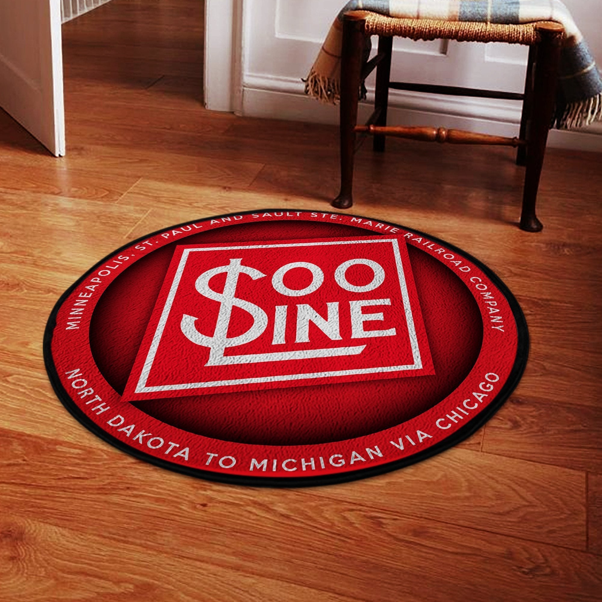 Railspirit Sooline Round Mat Soo Line Railroad Living Room Rugs, Bedroom Rugs, Kitchen Rugs