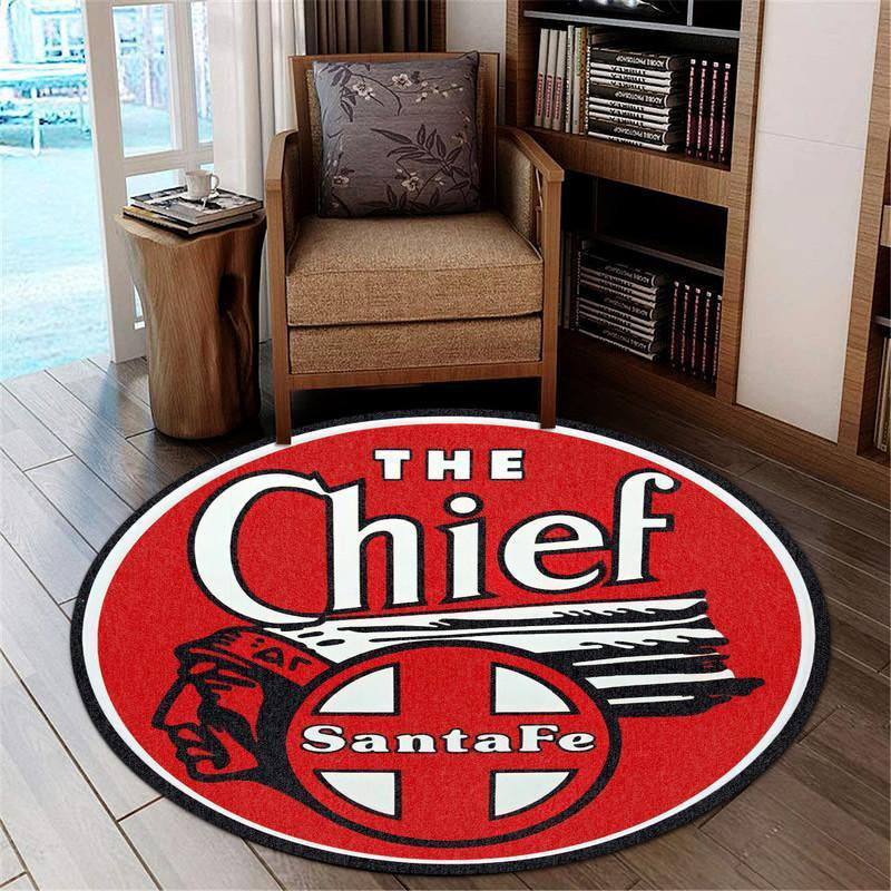 Railspirit Santa Fe Chief Railroad Round Mat Round Floor Mat Room Rugs Carpet Outdoor Rug Washable Rugs