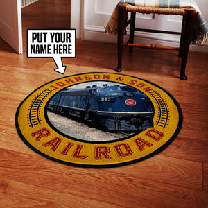 Railspirit Personalized Missouri Pacific Railroad Round Mat Round Floor Mat Room Rugs Carpet Outdoor Rug Washable Rugs
