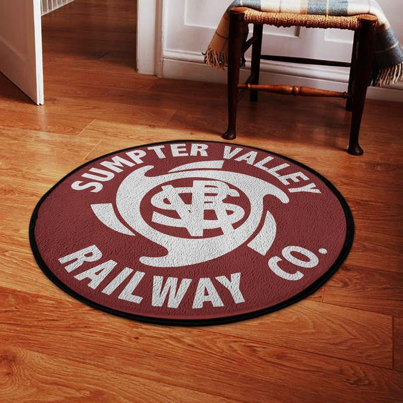 Railspirit Sumpter Living Room Round Mat Sumpter Valley Railroad Circle Rug
