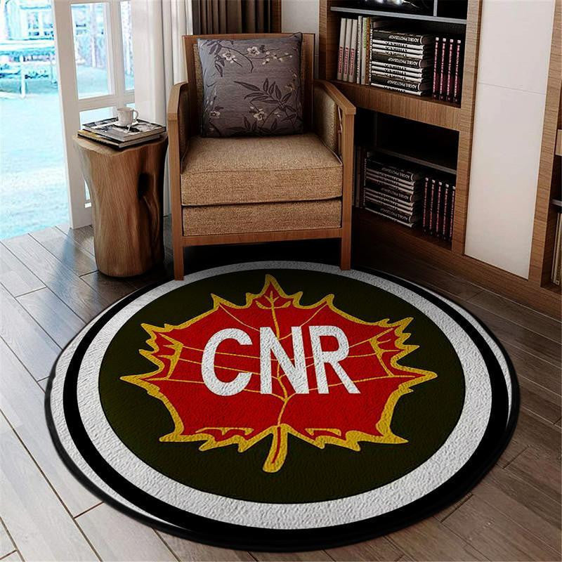 Railspirit Vintage Style " Cnr Canadian National Railway " Railroad Living Room Round Mat Circle Rug