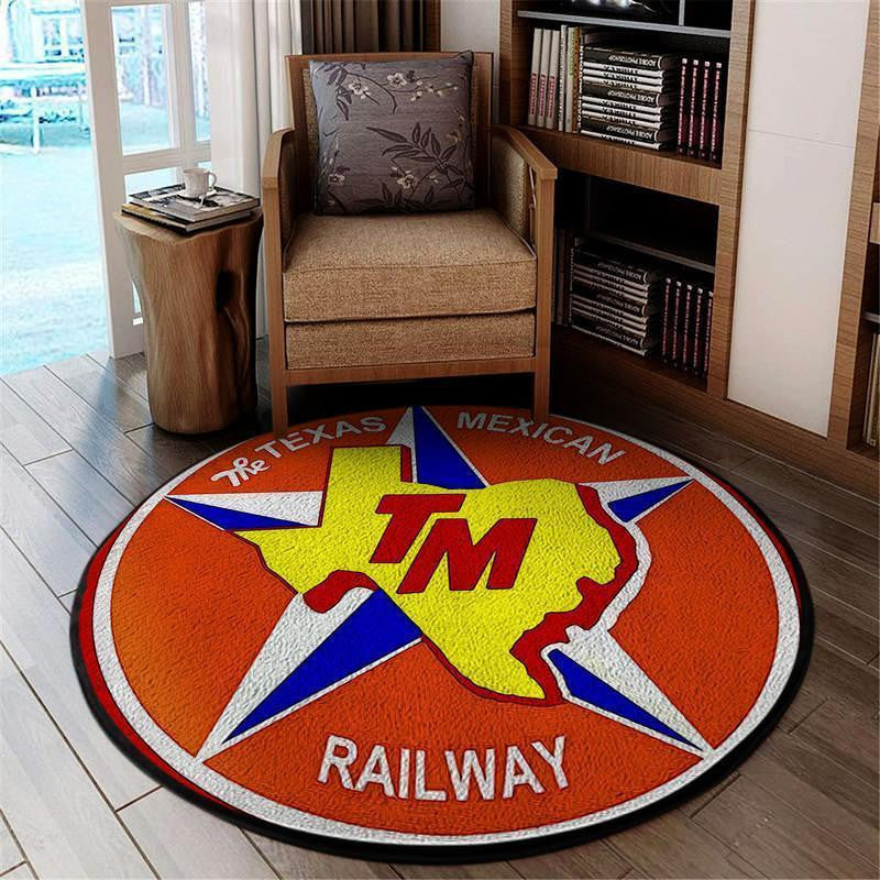 Railspirit Texas Mexican Railway Round Mat Round Floor Mat Room Rugs Carpet Outdoor Rug Washable Rugs