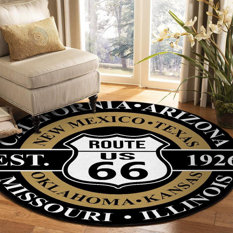 Railspirit Route 66 Living Room Round Mat Circle Rug