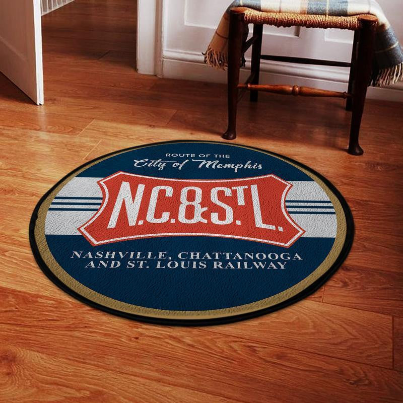 Railspirit Nashville Living Room Round Mat Nashville, Chattanooga, & St. Louis Railroad Circle Rug