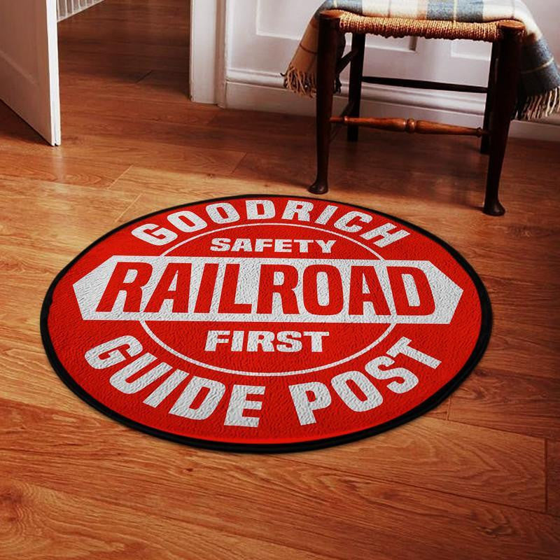 Railspirit Goodrich Railroad Guide Post Living Room Round Mat Circle Rug