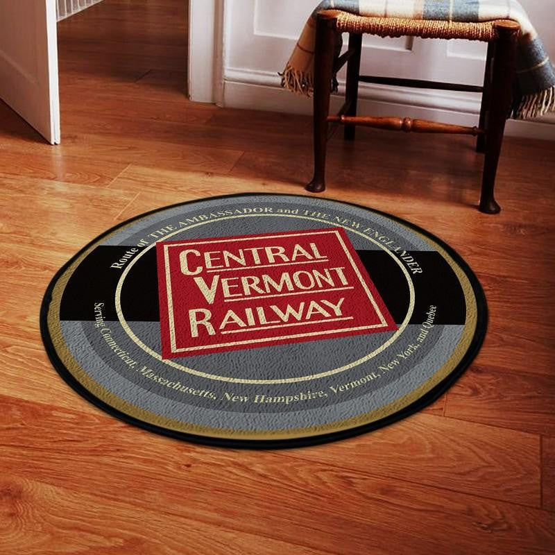 Railspirit Cvr Round Mat Central Vermont Railroad Round Floor Mat Room Rugs Carpet Outdoor Rug Washable Rugs