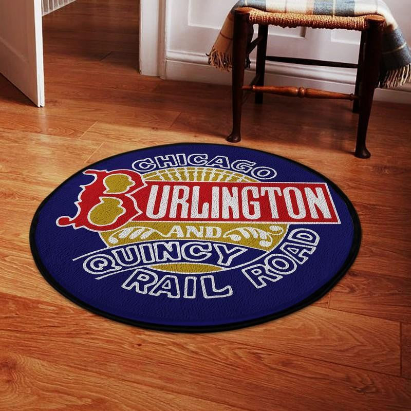 Railspirit Cbqrr Round Mat Chicago Burlington And Quincy Railroad Round Floor Mat Room Rugs Carpet Outdoor Rug Washable Rugs
