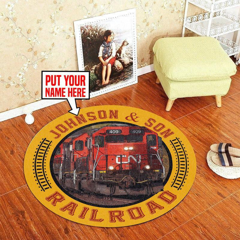 Railspirit Personalized Cn Canadian National Railroad Round Mat Round Floor Mat Room Rugs Carpet Outdoor Rug Washable Rugs