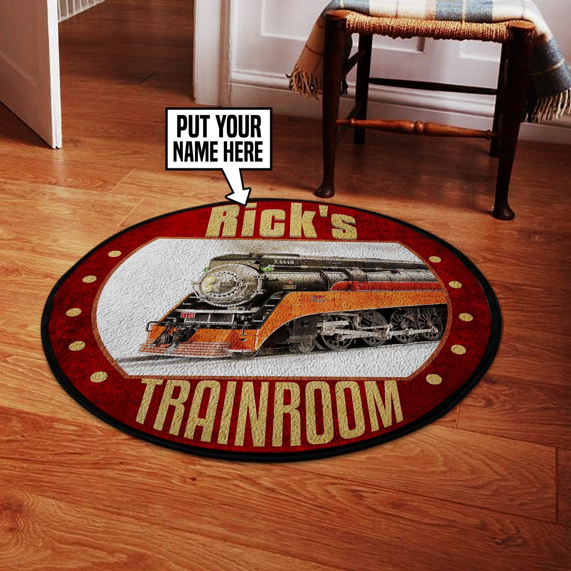 Railspirit Personalized Sp Southern Pacific Line Steam Locomotive The Coast Daylight Train Round Mat Round Floor Mat Room Rugs Carpet Outdoor Rug Washable Rugs