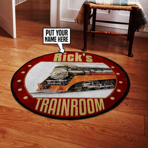 Railspirit Personalized Sp Southern Pacific Line Steam Locomotive The Coast Daylight Train Round Mat Round Floor Mat Room Rugs Carpet Outdoor Rug Washable Rugs