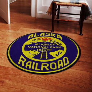 Railspirit Alaska Living Room Round Mat Alaska Mckinley Railroad Circle Rug