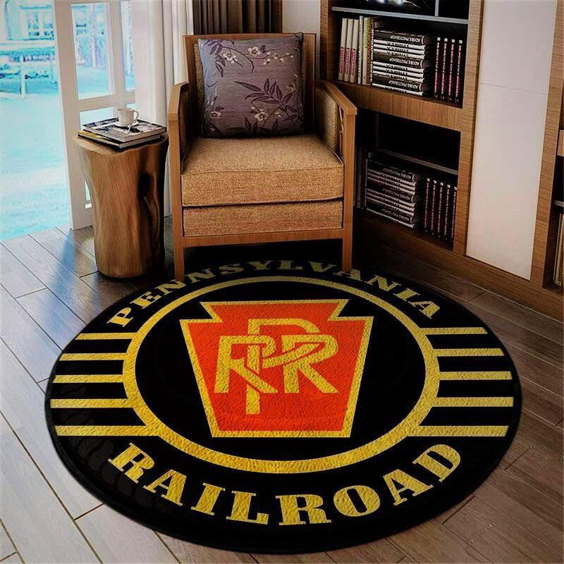 Railspirit Pennsylvania Round Mat Prr Pennsylvania Railroad Living Room Rugs, Bedroom Rugs, Kitchen Rugs