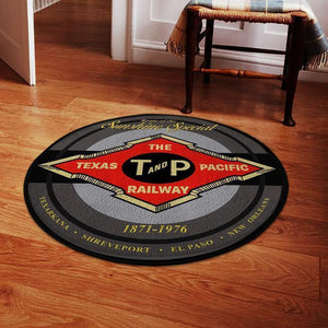 Railspirit Texaspacific Round Mat Texas & Pacific Railroad Round Floor Mat Room Rugs Carpet Outdoor Rug Washable Rugs