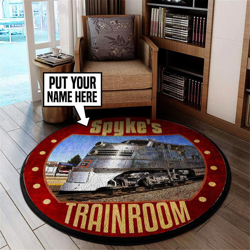 Railspirit Personalized Cbq Chicago, Burlington And Quincy Railroad Living Room Round Mat Circle Rug