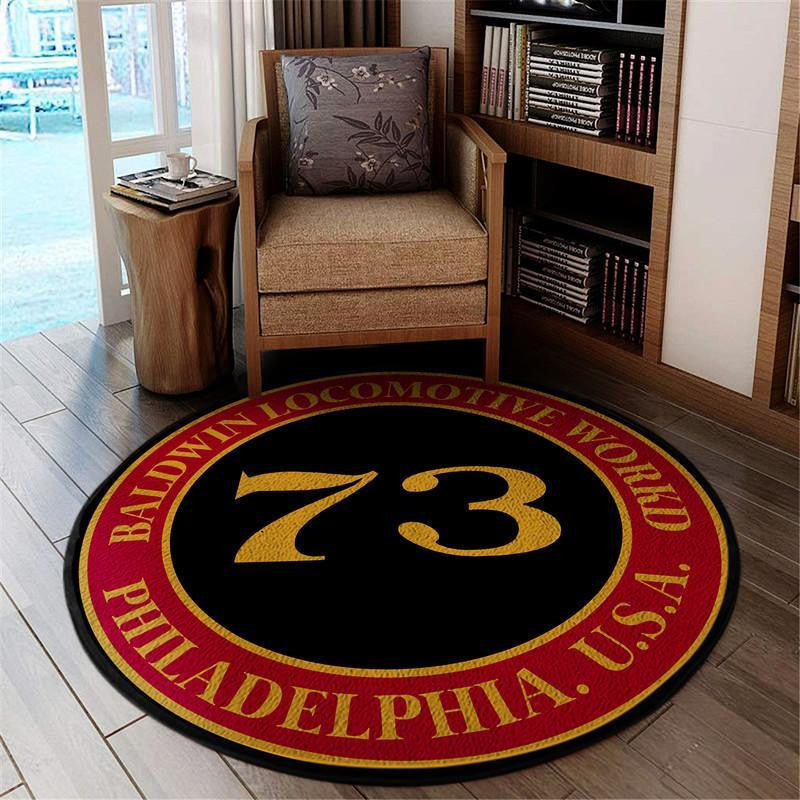 Railspirit Baldwin Locomotive Works Rail Road Thermometer Living Room Round Mat Circle Rug