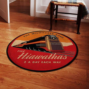 Railspirit Reproduction Hiawathas 2 A Day Railroad | The Living Room Round Mat Circle Rug