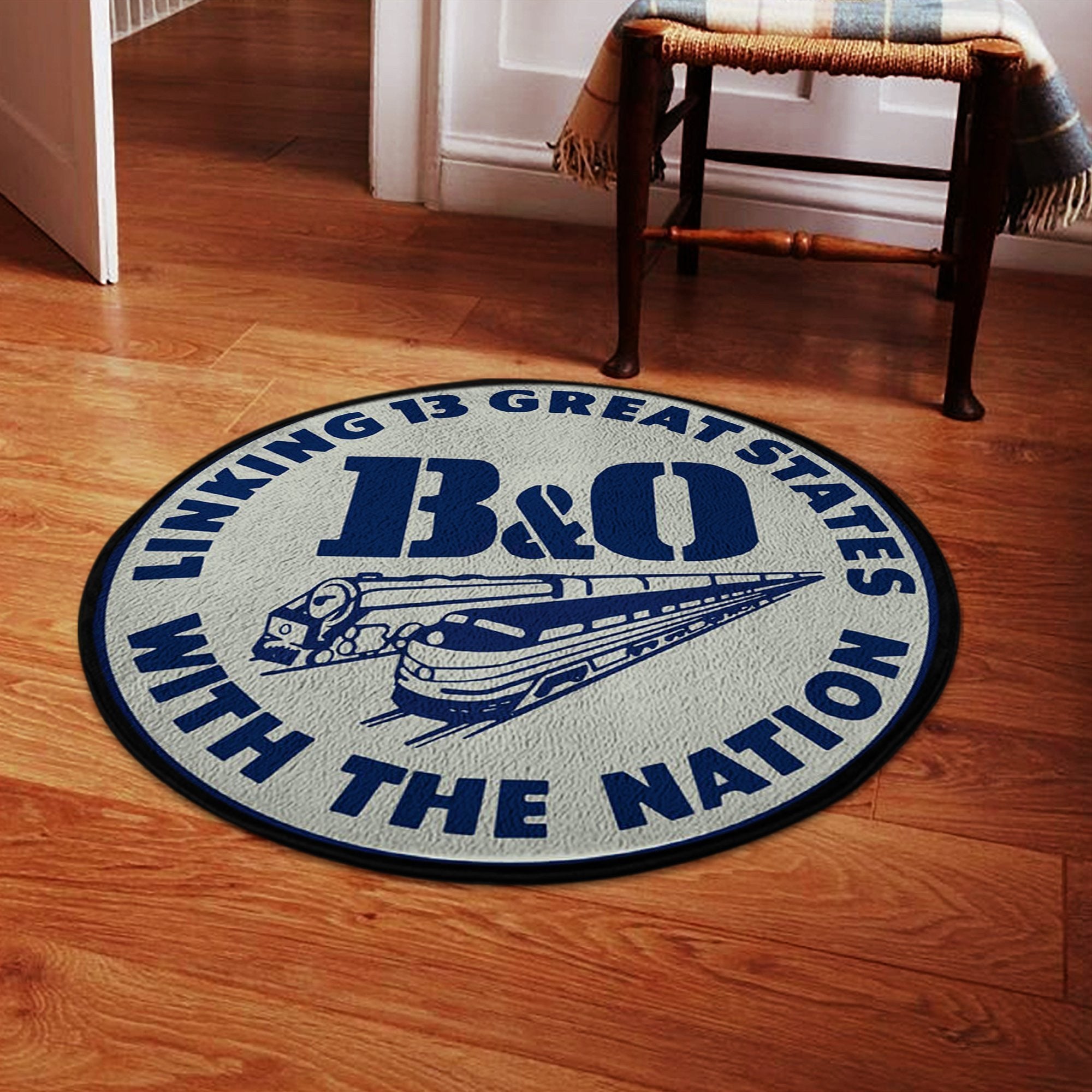 Railspirit B&O Great States Railroad Round Mat Round Floor Mat Room Rugs Carpet Outdoor Rug Washable Rugs