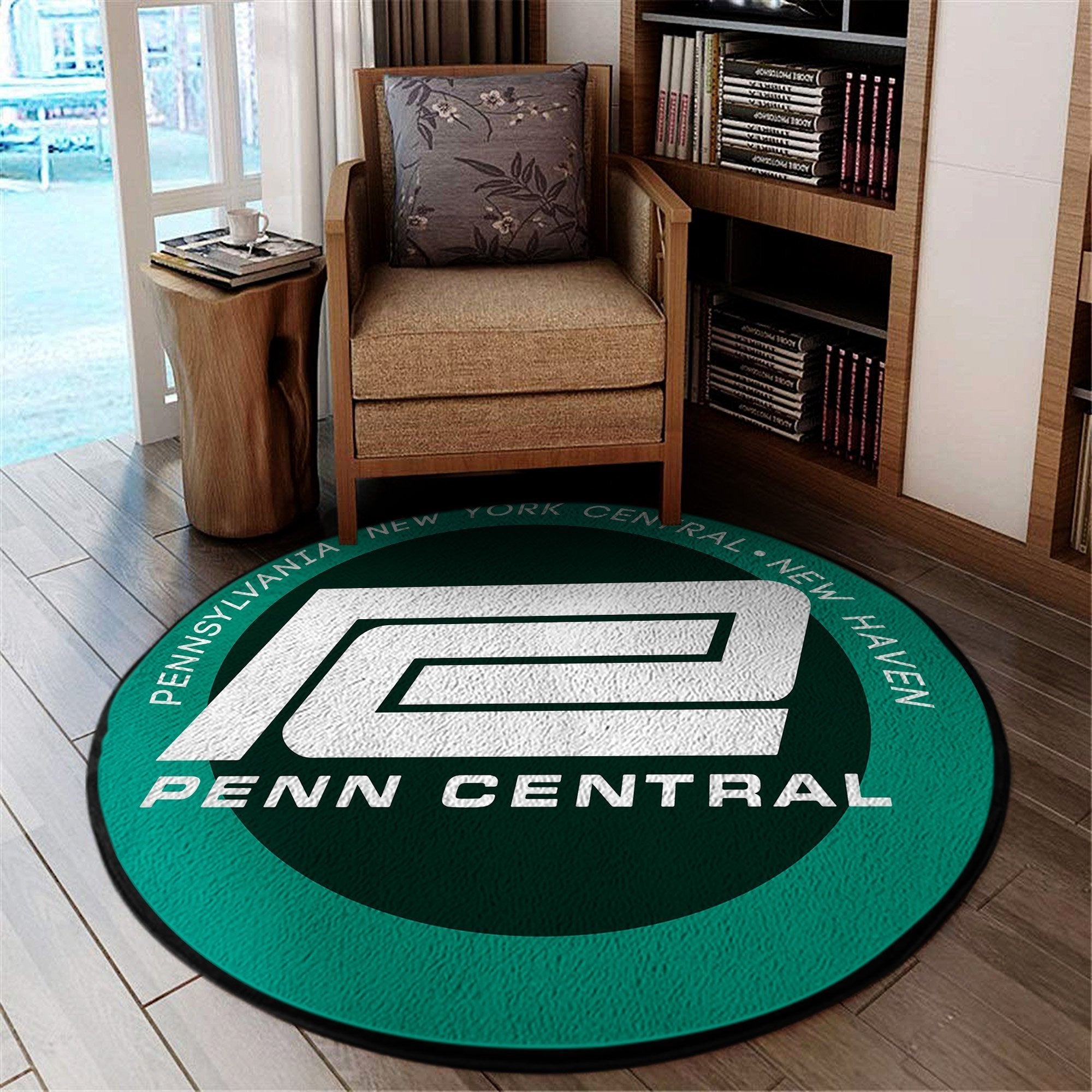 Railspirit Pcr Round Mat Penn Central Railroad 04523 Living Room Rugs, Bedroom Rugs, Kitchen Rugs