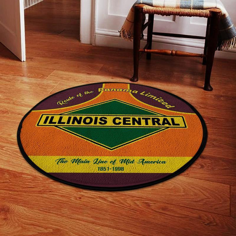 Railspirit Icr Living Room Round Mat Illinois Central Railroad Circle Rug